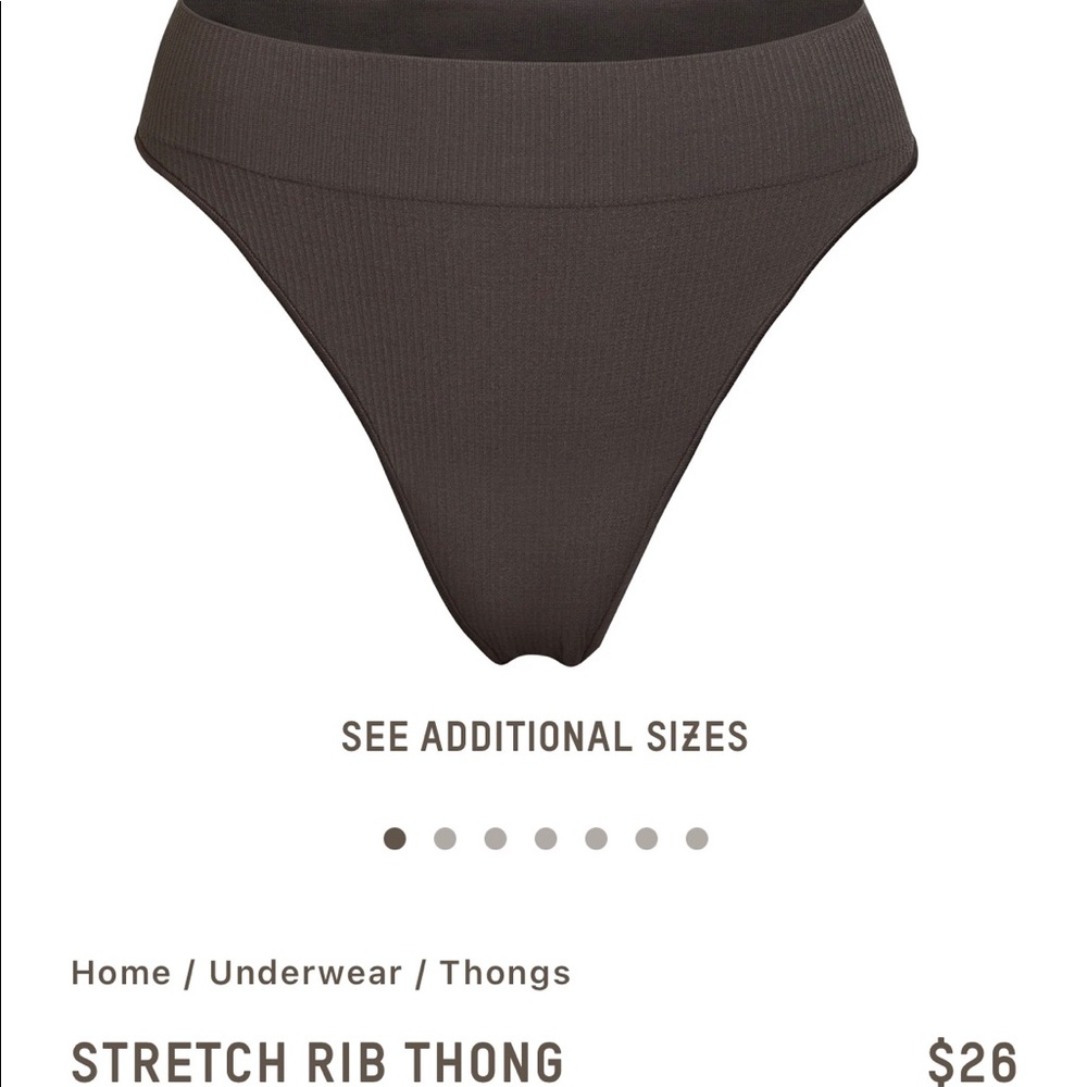 SKIMS STRETCH RIB THONG SOOT | XXS/XS | NWT